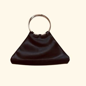 90s Vintage Wilson’s Leather Chocolate Brown Triangle bag with silver handles